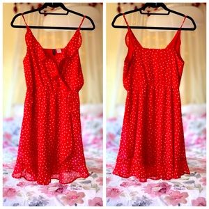 H&M Red Polka Dot Ruffle Summer Dress size 6